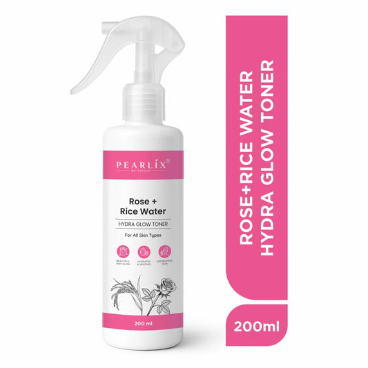 PEARLIX BE NATURAL Rose & Rice Water (Steam‑Distilled Kannauj Gulab & chawal Jal) 100 % Pure Hydrosol Face & Body Toner Mist Edible‑Grade, DIY Beauty 200ml
