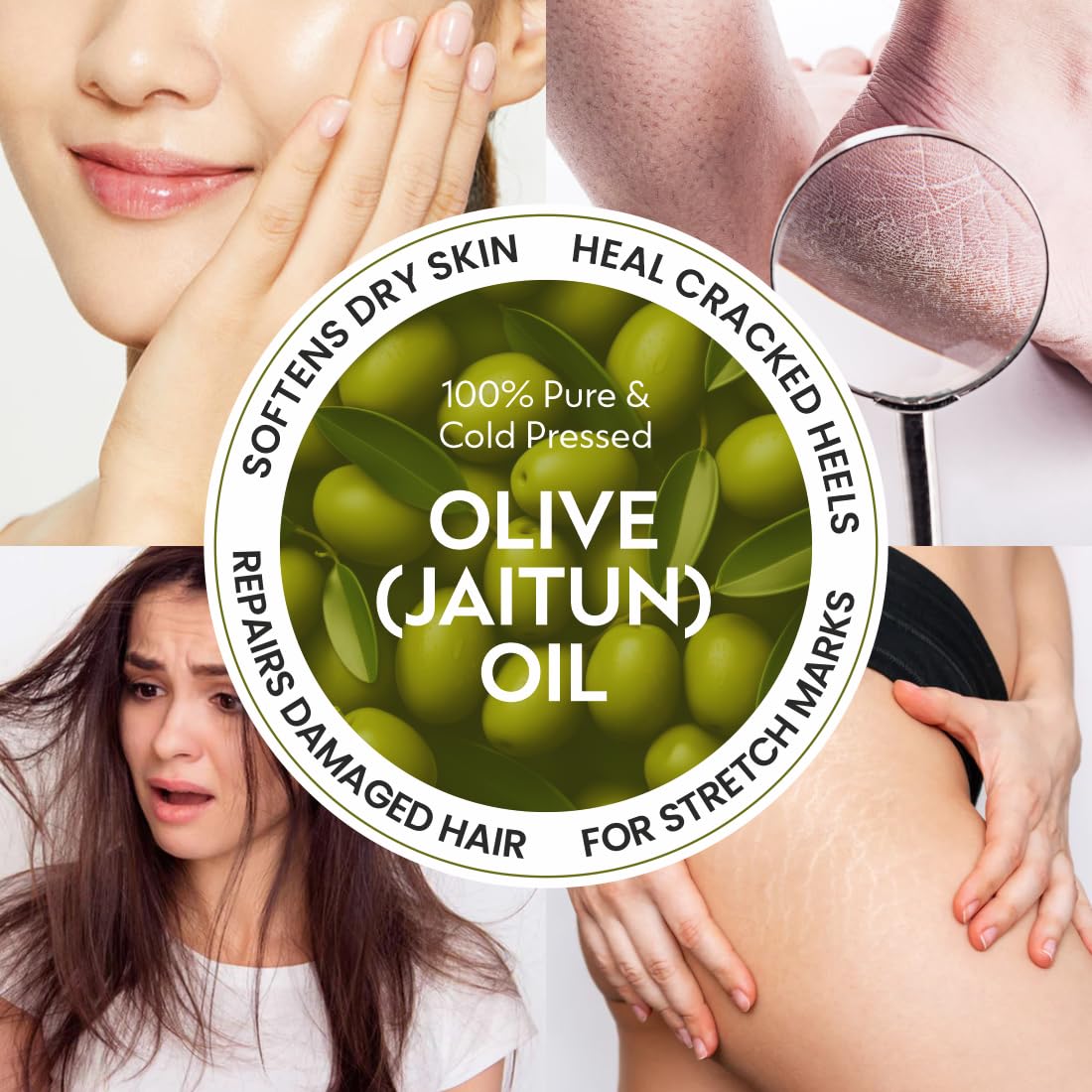 Pearlix® 100% Natural Organic Cold Pressed Olive Oil for Hair & Skin | Helps Manage Variety of Skin Problems Including UV Damage | Strengthen Hair Roots | Deeply Moisturizes Skin (30 ml, Olive Oil)