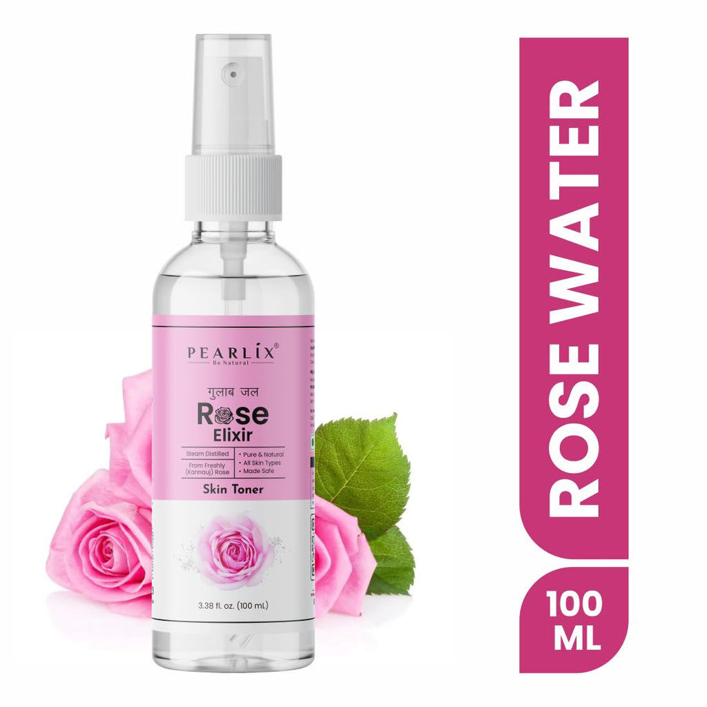 Pearlix® 100% Natural Rose Water Herbal Skin Toner| Keeps skin scented and moisturized| Maintain skin's pH balance| Prevents acne| Suitable for All Skin Types (100ml Pack of 1)