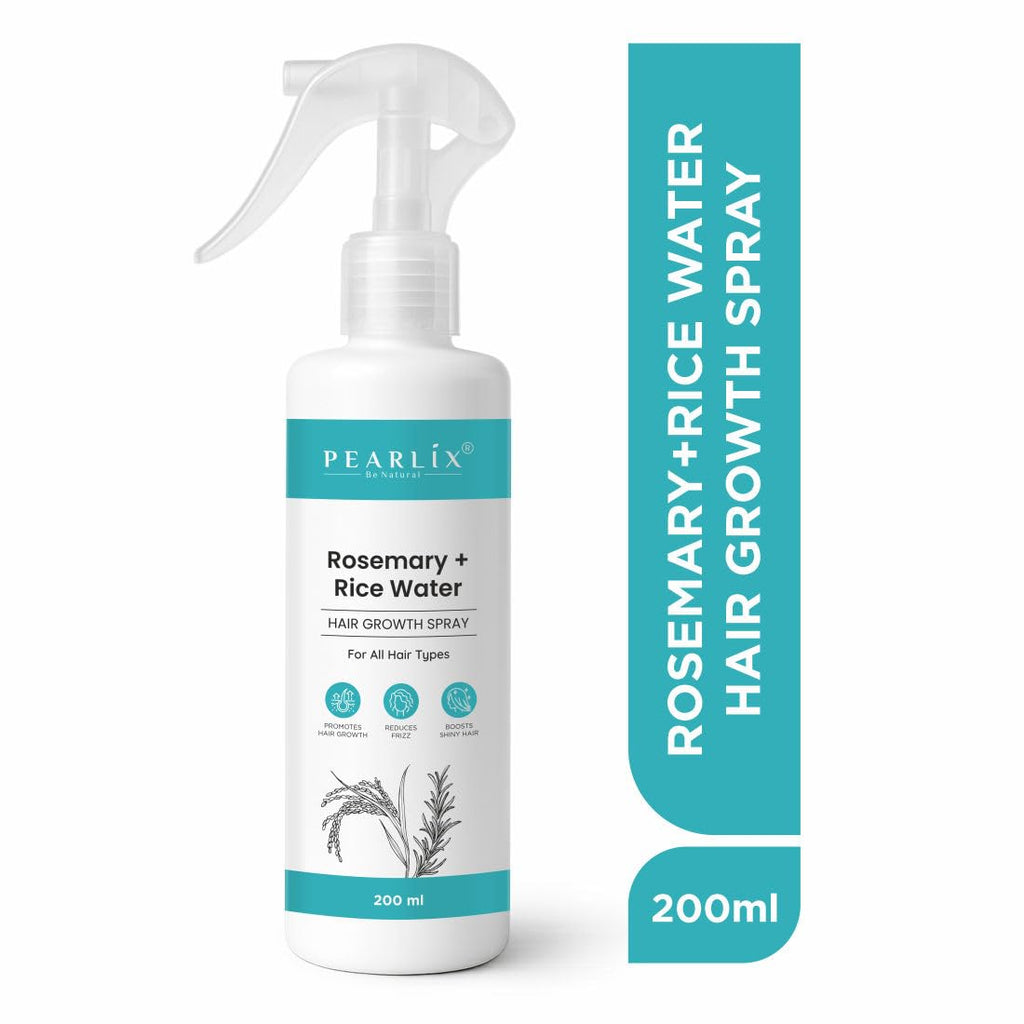 PEARLIX BE NATURAL Rosemary & Rice Water Hair Spray | Strengthening Mist with Natural Shine | Non-Sticky, Fast Absorbing Leave-In Spray for Scalp & Hair | For Men & Women 200ML