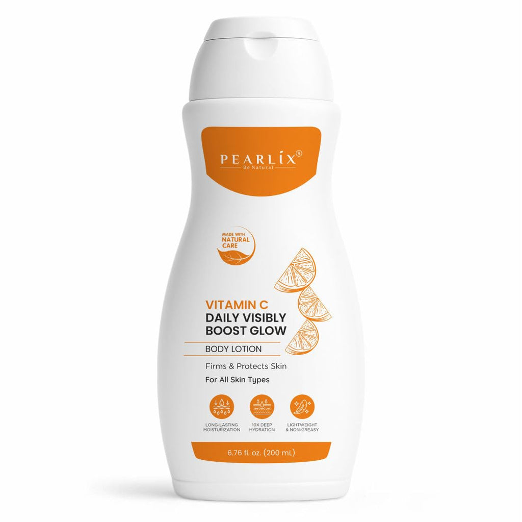 PEARLIX BE NATURAL VITAMIN C Body Lotion Daily Visibly Boost Glow Body Lotion for Dry Skin, Suitable for Winters & Summer Benefits & Deep Hydration, Moisturizer for Body 200ml