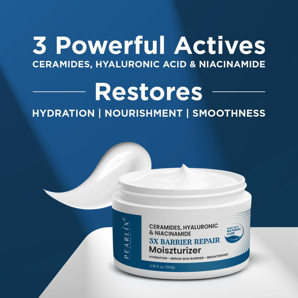 PEARLIX BE NATURAL Niacinamide & Hyaluronic Acid Face Moisturizer Cream for Plumping and Hydrating Skin | Anti-Aging Face Moisturizer for Dry Skin | Non-Greasy & Oil Free Cream | 100g