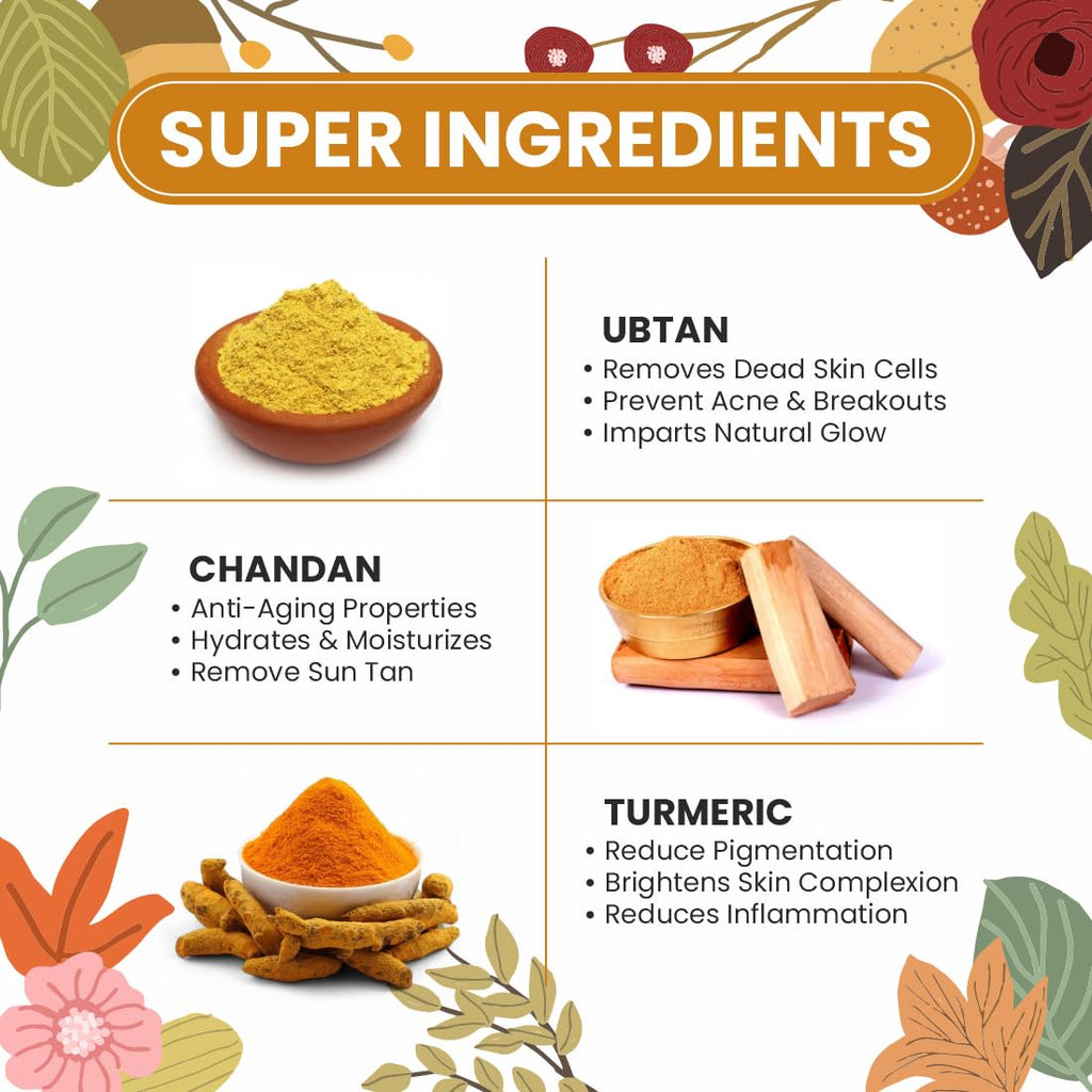 Pearlix® 100% Pure Organic Haldi Chandan Ubtan Powder for Face | Deep Cleansing | Glowing-Soft Skin | Reduce Tan | For Skin Hydration & Brightening