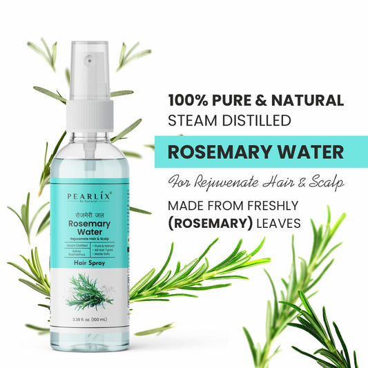 Pearlix® Organic Rosemary Water For Hair Growth | Mist Spray for Hairfall | Rosemary Hair Mist | Adds Shine & Helps Reduce Hairfall, Strengthens Hair | For All Hair Types (100ml Pack of 1)