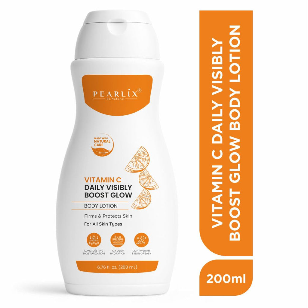 PEARLIX BE NATURAL VITAMIN C Body Lotion Daily Visibly Boost Glow Body Lotion for Dry Skin, Suitable for Winters & Summer Benefits & Deep Hydration, Moisturizer for Body 200ml