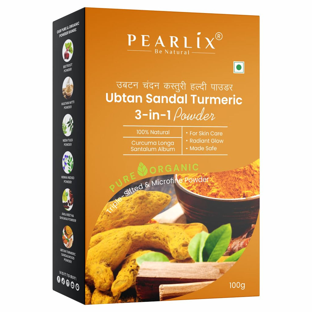 Pearlix® 100% Pure Organic Haldi Chandan Ubtan Powder for Face | Deep Cleansing | Glowing-Soft Skin | Reduce Tan | For Skin Hydration & Brightening