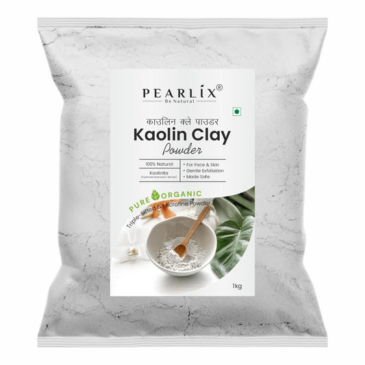 Pearlix® 100% Pure Organic Kaolin Clay Powder | China clay | White Clay | Vegan and Organic | Paraben free | Reduces Acne, De Tan & Blackheads | Fack Pack | Hair Pack (1000g (1Kg), Kaolin Clay)