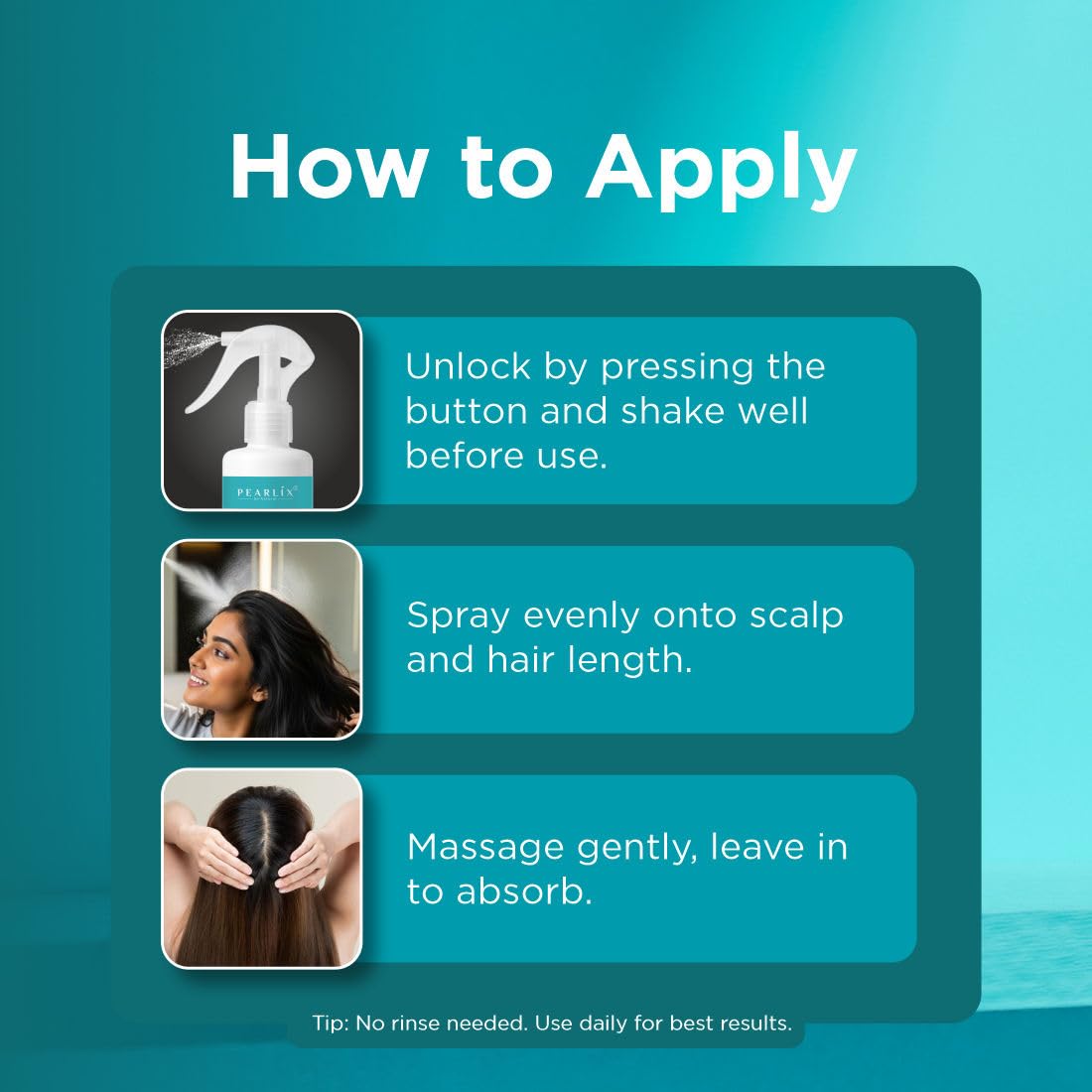 PEARLIX BE NATURAL Rosemary & Rice Water Hair Spray | Strengthening Mist with Natural Shine | Non-Sticky, Fast Absorbing Leave-In Spray for Scalp & Hair | For Men & Women 200ML