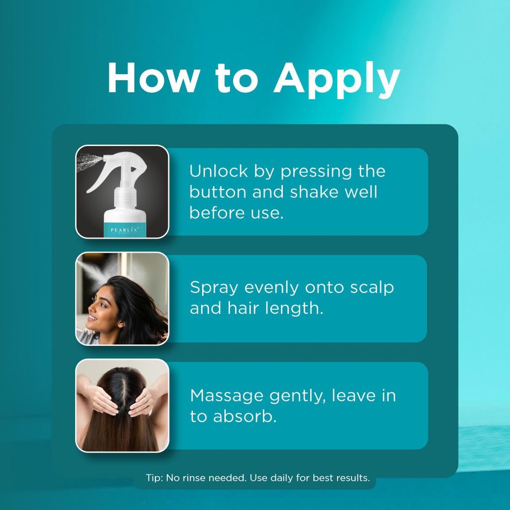 PEARLIX BE NATURAL Rosemary & Rice Water Hair Spray | Strengthening Mist with Natural Shine | Non-Sticky, Fast Absorbing Leave-In Spray for Scalp & Hair | For Men & Women 200ML