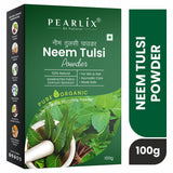 Pearlix® 100% Pure Organic Neem Tulsi Powder For Skin & Hair | Anti- Aging | Reduce Hair Fall | Fight Acne | Oil Control | Face Pack For Glowing Skin