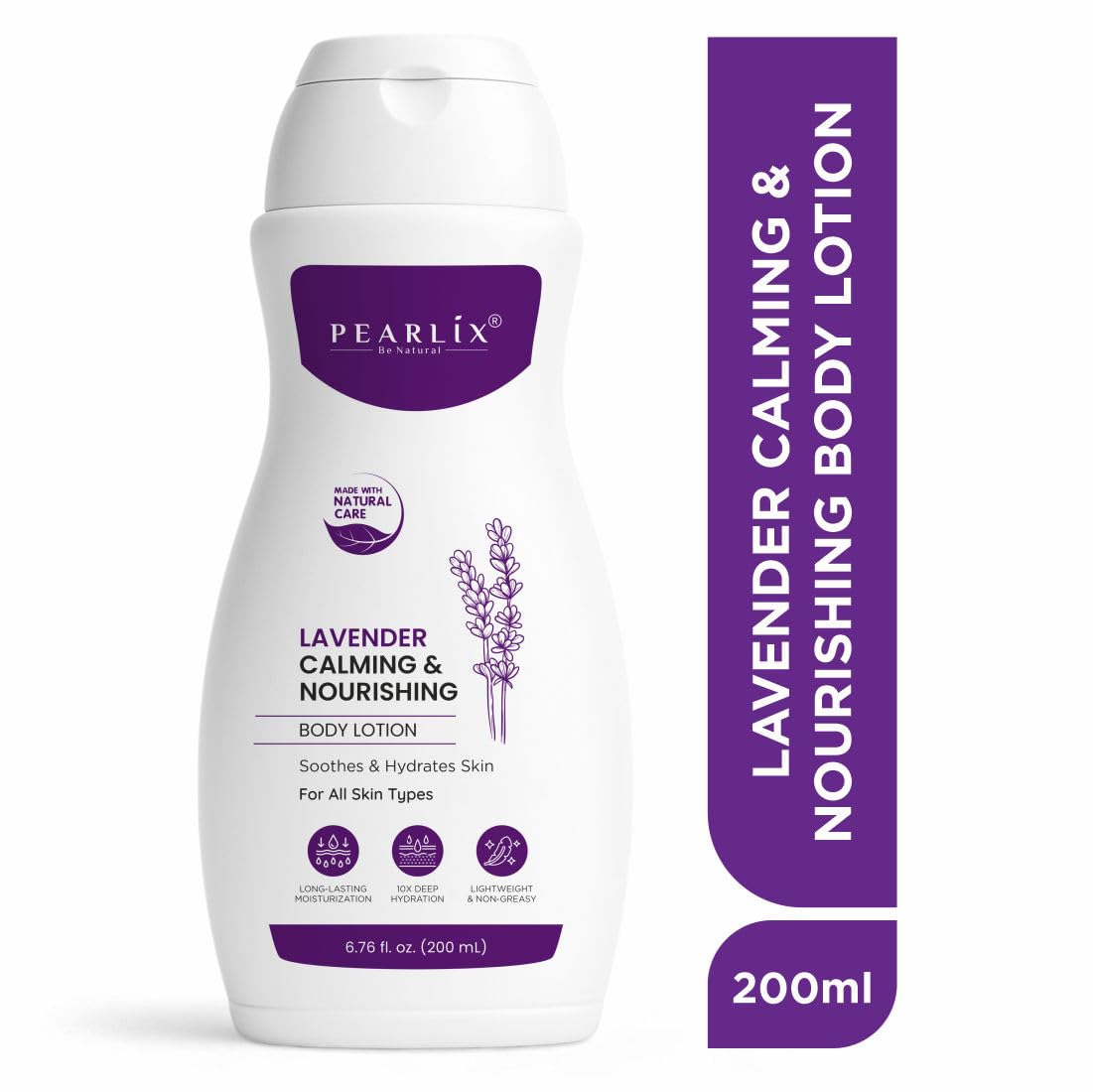 PEARLIX BE NATURAL Lavender Softening Body Lotion | Moisturizing, Nourishing, Hydrating Lotion For All Skin Types | No Parabens, No Sulphates I Lightweight, Non-Greasy Formula 200ml