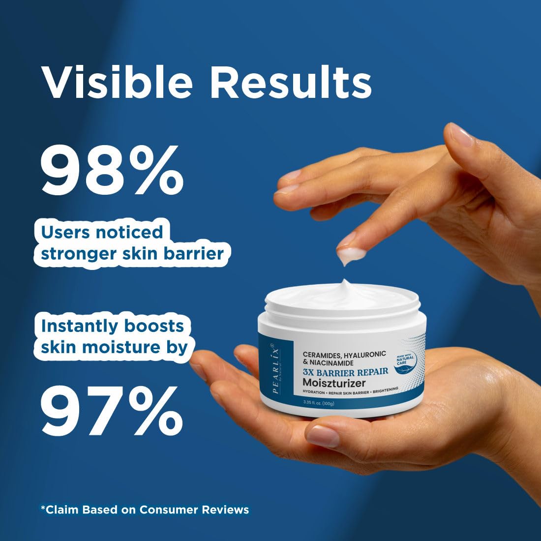 PEARLIX BE NATURAL Niacinamide & Hyaluronic Acid Face Moisturizer Cream for Plumping and Hydrating Skin | Anti-Aging Face Moisturizer for Dry Skin | Non-Greasy & Oil Free Cream | 100g