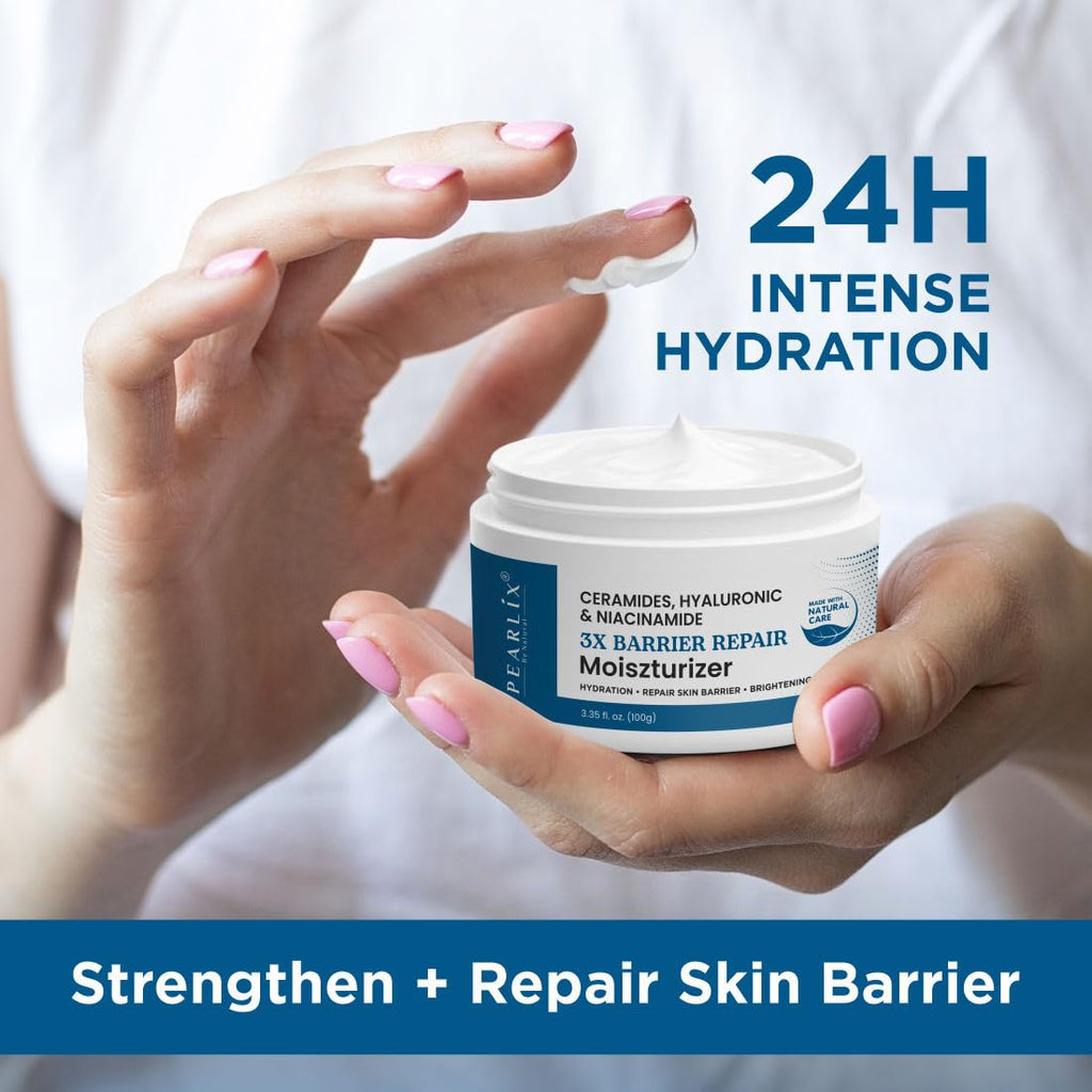 PEARLIX BE NATURAL Niacinamide & Hyaluronic Acid Face Moisturizer Cream for Plumping and Hydrating Skin | Anti-Aging Face Moisturizer for Dry Skin | Non-Greasy & Oil Free Cream | 100g