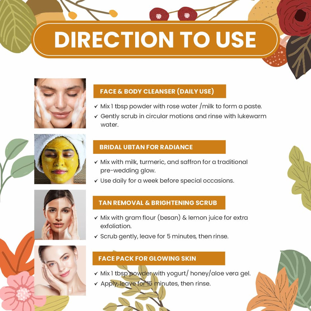 Pearlix® 100% Pure Organic Haldi Chandan Ubtan Powder for Face | Deep Cleansing | Glowing-Soft Skin | Reduce Tan | For Skin Hydration & Brightening