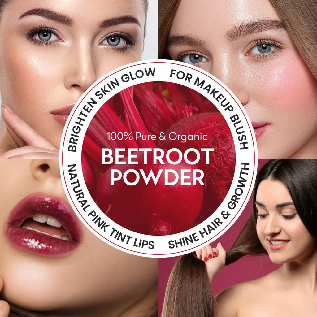 Pearlix® 100% Pure Organic Beetroot Powder for Skin & Hair | Anti- Aging | Healthy Hair | Fight Acne | Nourished Dry Lips | Face Pack For Glowing Skin (100 g, Beetroot)