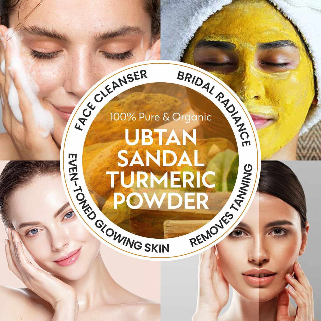 Pearlix® 100% Pure Organic Haldi Chandan Ubtan Powder for Face | Deep Cleansing | Glowing-Soft Skin | Reduce Tan | For Skin Hydration & Brightening