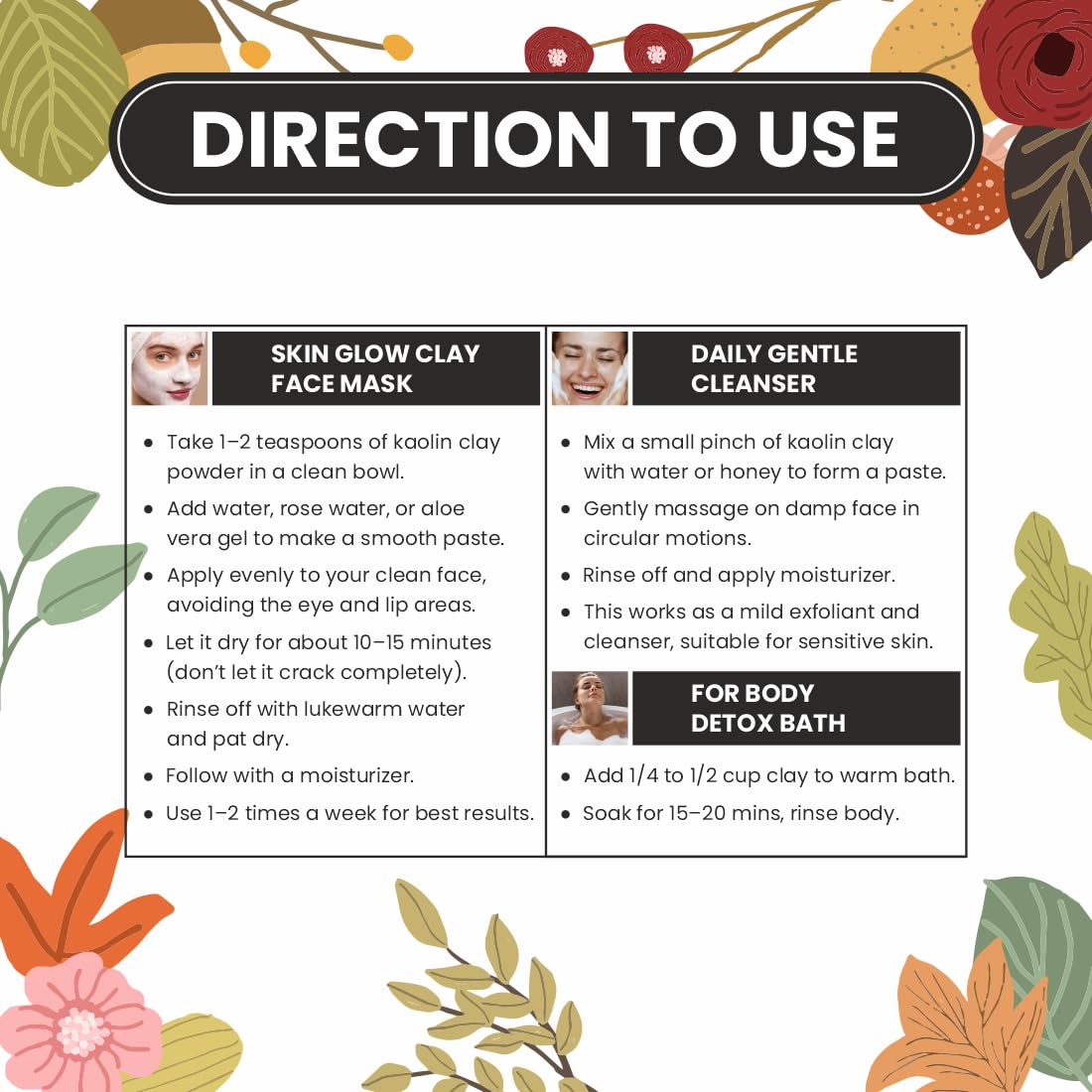 Pearlix® 100% Pure Organic Kaolin Clay Powder | China clay | White Clay | Vegan and Organic | Paraben free | Reduces Acne, De Tan & Blackheads | Fack Pack | Hair Pack (1000g (1Kg), Kaolin Clay)