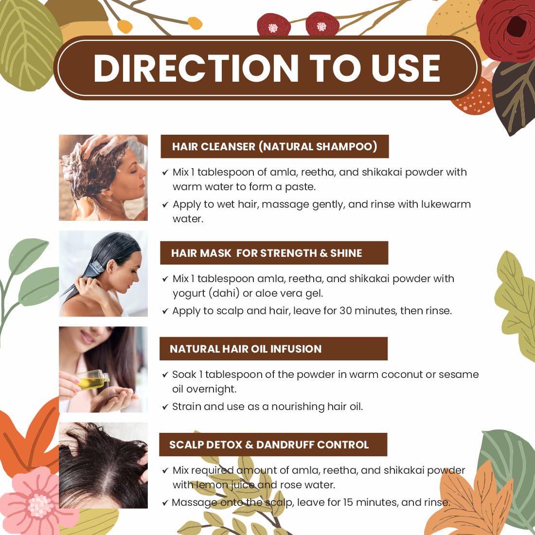 Pearlix® 100% Pure Organic Amla Reetha Shikakai Powder for Hair | Natural Cleanser | Reduce Dandruff | Reduce Split Ends | For Sclap Detox (100 G, Amla, Reetha Shikakai)