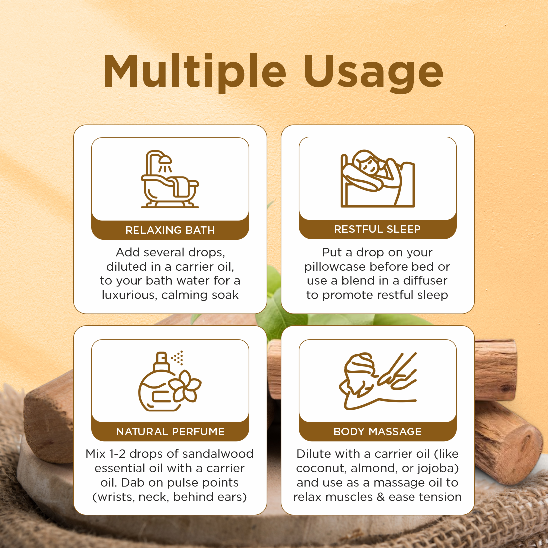 100% Natural Sandalwood Essential Oil 10ml